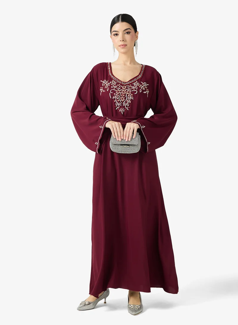 hayas closet  Embellished Belted Jalabiya for Women | Best Price UAE